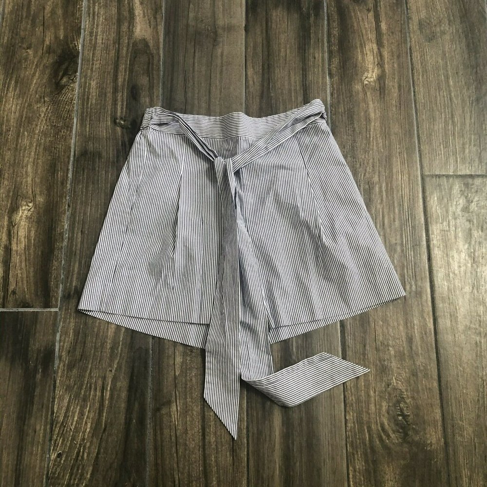 j by j.crew straight shorts belt tie waist size 0 blue white nautical